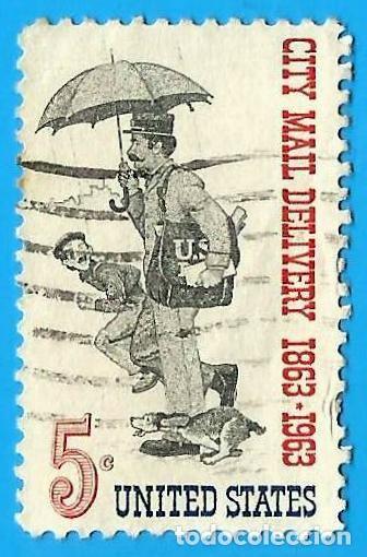 Sellos: Estados Unidos. 1963. Scott # 1238. Cartero de Correos en la Ciudad
