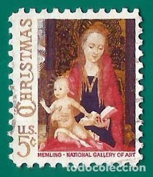 Sellos: Estados Unidos. 1966. Scott # 1321. Navidad. Madona y Ni&ntilde;o Jesus, de Hans Memling