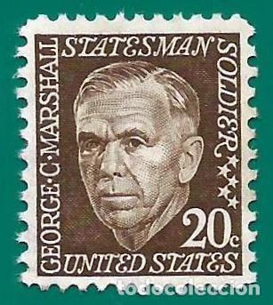 Sellos: Estados Unidos. 1967. Scott # 1289. Geroge C. Marshall. Militar y Secretario de Estado