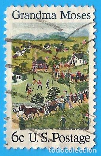 Sellos: Estados Unidos. 1969. Scott # 1370. El 4 de Julio. Pintura de Grandma Moses