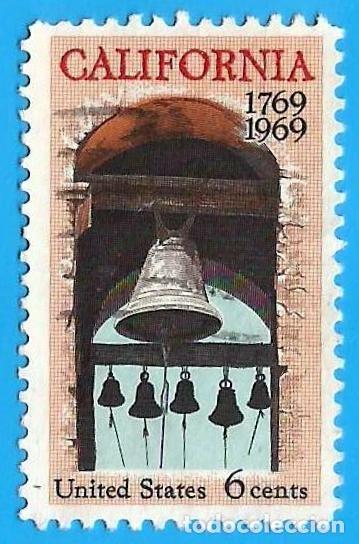 Sellos: Estados Unidos. 1969. Scott # 1373. Estado de California. Mision de Carmel