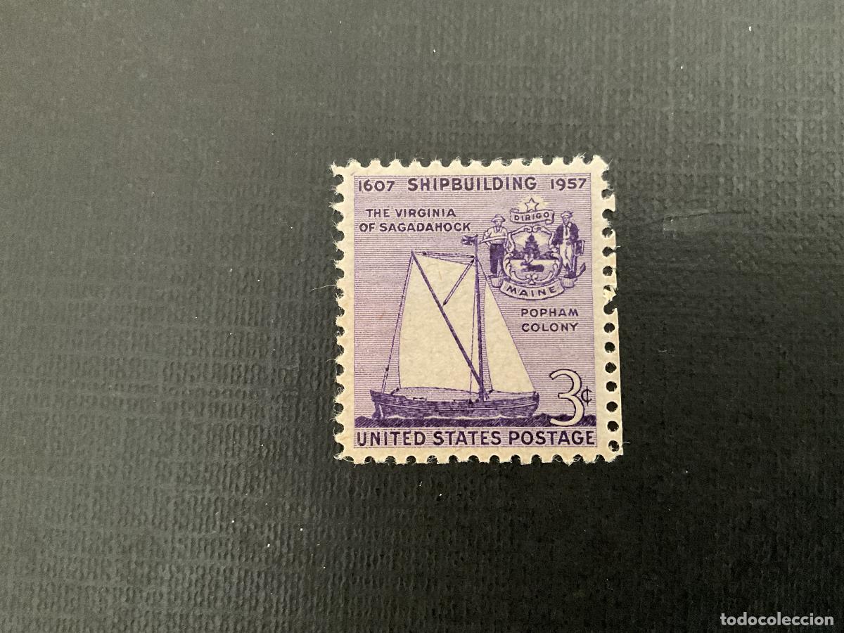 Sellos: ESTADOS UNIDOS N&ordm; YVERT 632*** A&Ntilde;O 1957. 350 ANIVERSARIO CONSTRUCCION NAVAL AMERICANA