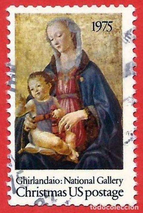 Sellos: Estados Unidos. 1975. Scott # 1579. Navidad. La Virgen de Domenico Ghirlandaio
