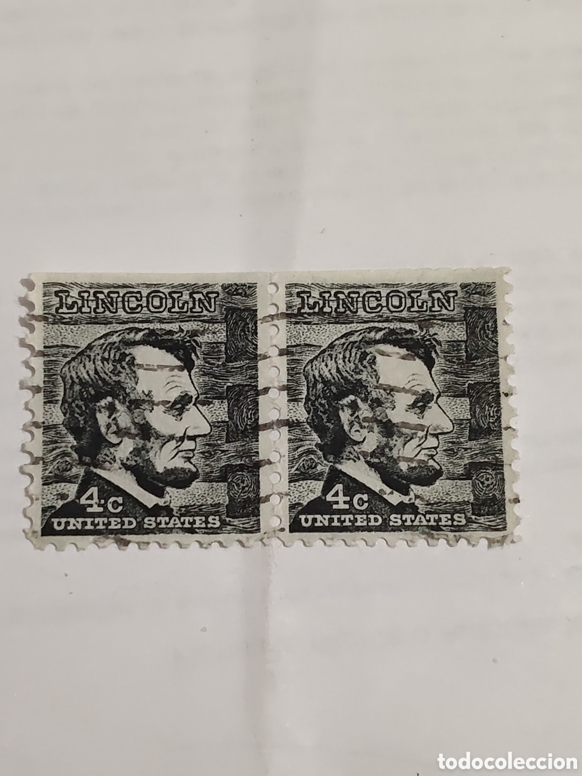 Sellos: Bloque de 2 sellos de Estados Unidos Abraham Lincoln 1965