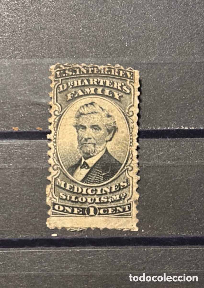 Sellos: Sello USA 1870 RS47 1c Charters family medicines St. Louis Medicine stamp negro retrato