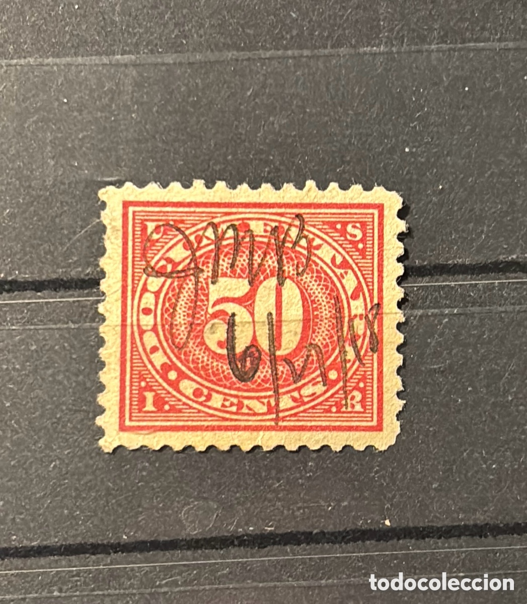 Sellos: Sello USA 1871 second issue 50 cents US internal revenue rojo scott R135
