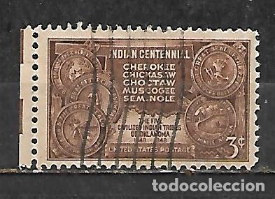 Sellos: 1948: Centenario de la civilizaci&oacute;n de las cinco tribus indias de Oklahoma (usado)
