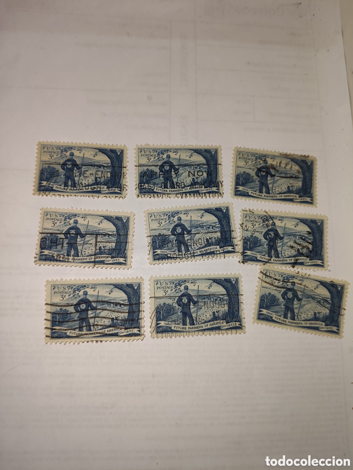 Sellos: 9 sellos de Estados Unidos 25 aniversario de la organizaci&oacute;n Future Farmers of Am&eacute;rica 1953