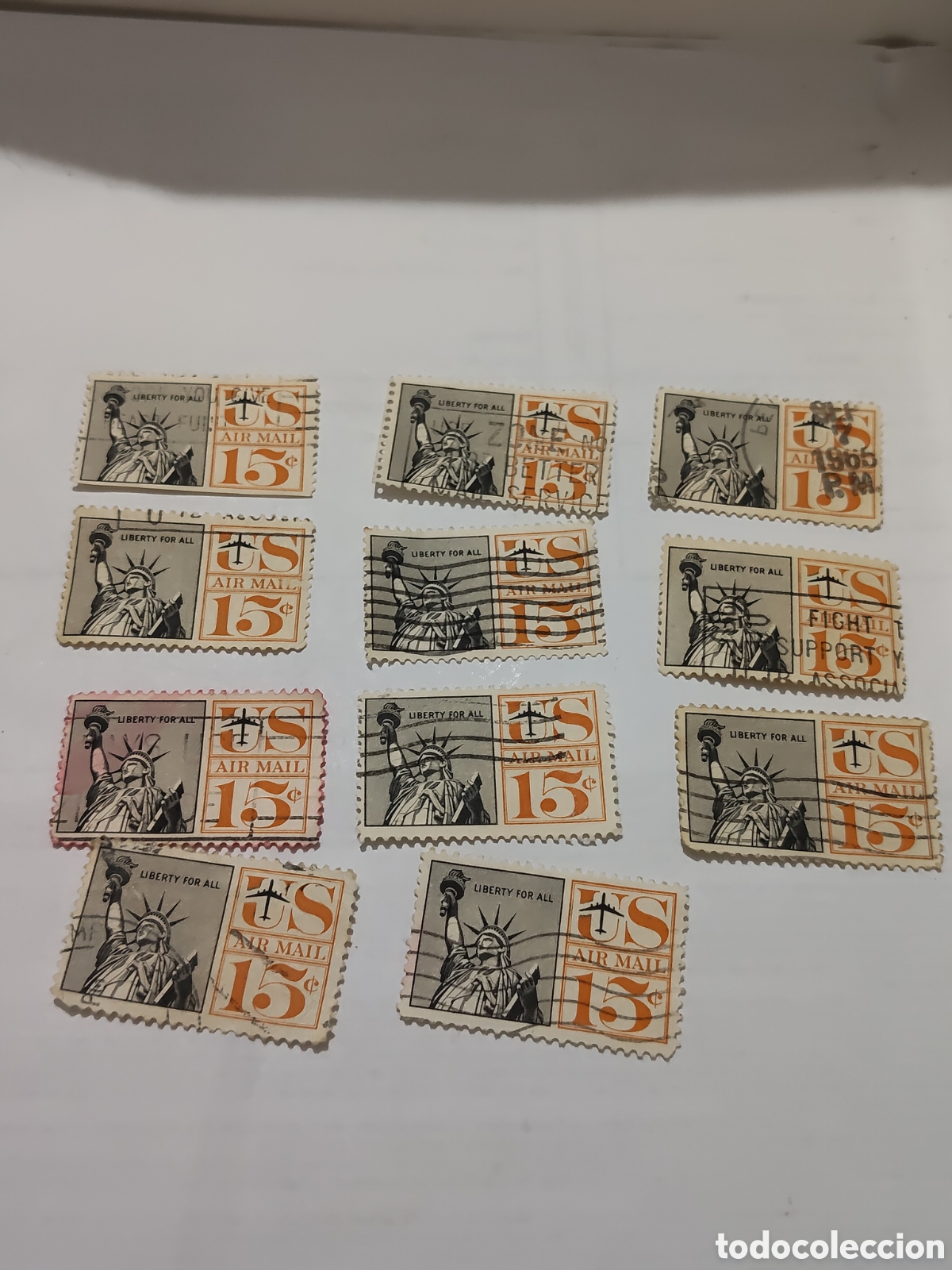 Sellos: 11 sellos de Estados Unidos Estatua de la Libertad 1961