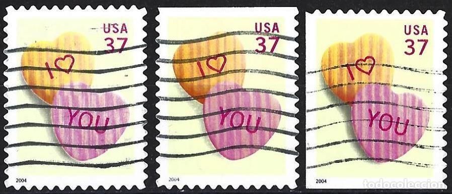 Sellos: Estados-Unidos 2004 - Mi 3809 BA, BDo & BElu - YT 3540 - Sello de amor