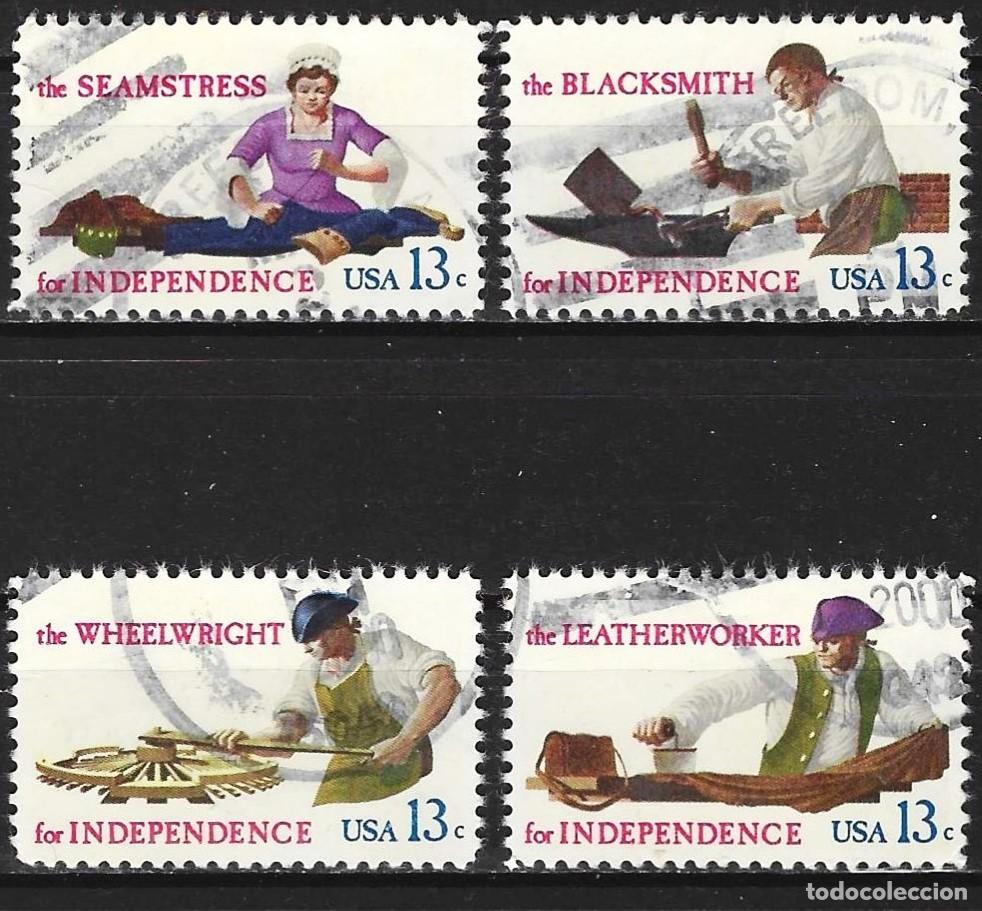 Sellos: Estados Unidos 1977 - Mi 1305 a 1308 - YT 1165 a 1168 - Oficios artesanales ( Serie completa )