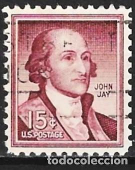 Sellos: Estados Unidos 1966 - Mi 668 Ayb - YT 639a - John Jay ( Papel fosforescente )