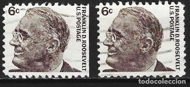 Sellos: Estados Unidos 1966 - Mi 894 Ax & 894 YDr - YT 797A & 797B - Presidente Franklin Roosevelt