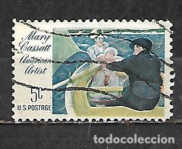 Sellos: 1966: Mary Cassatt, 1845 - 1926. Pintora - &rdquo;La salida de la barca&rdquo; (usado)