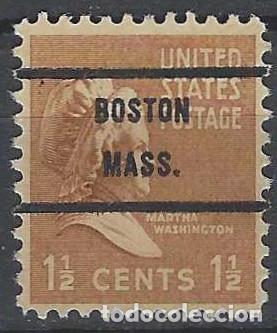 Sellos: ESTADOS UNIDOS 1938-39 - PRESIDENTES, MARTA WASHINGTON, PRECANCELADO &rdquo;BOSTON&rdquo; - MSG