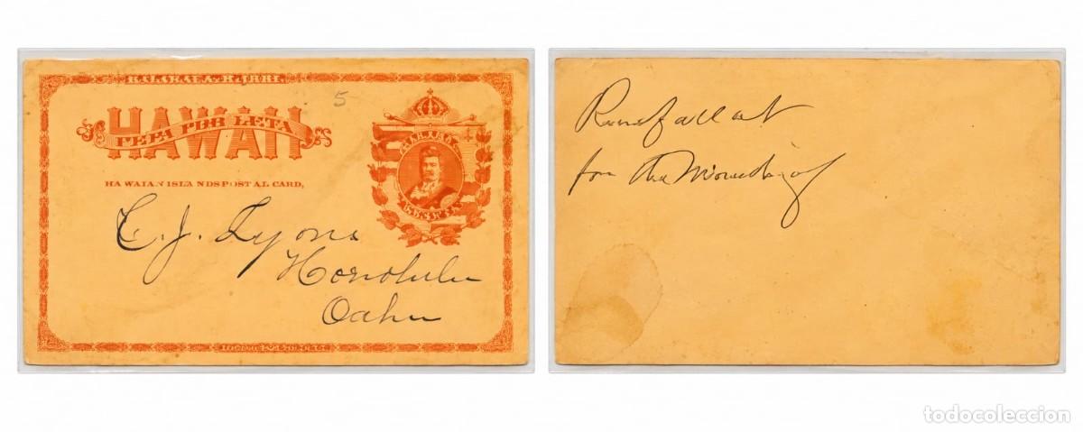 Sellos: O) 1881 HAWAII, US OCCUPATION, KING DAVID KALAKAUA , POSTAL STATIONERY CIRCULATED TO OAHU . HONOLUL