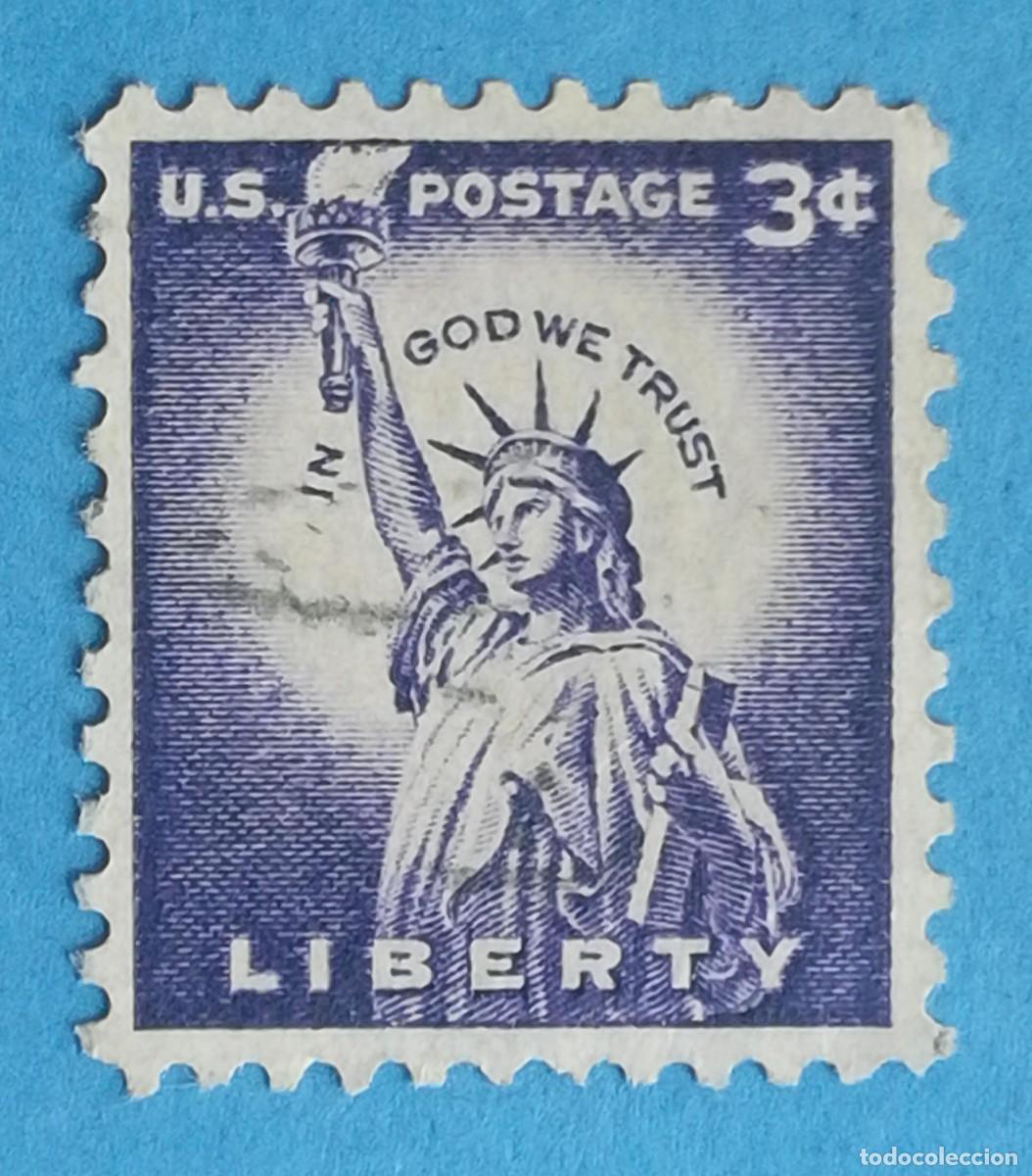 Sellos: Estados Unidos. Estatua de la Libertad. Yvert 581. Color p&uacute;rpura / Violeta.