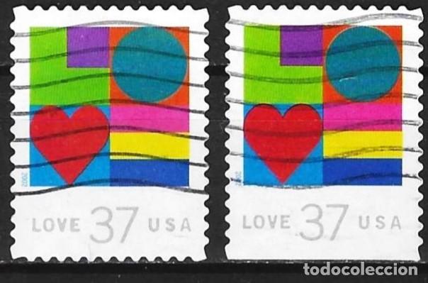 Sellos: Estados Unidos 2002 - Mi 3631 BA & BDo - YT 3371 - Sello de amor ( Dos variedades )