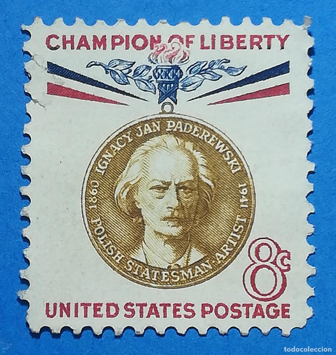 Sellos: Campeones de la Libertad. Ignacy Jan Paderewski. Estados Unidos. 8 c.