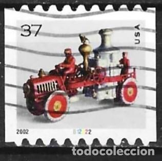 Sellos: Estados Unidos 2002 - Mi 3622I BC - YT 3358a -Juguete antiguo: Cami&oacute;n de bomberos