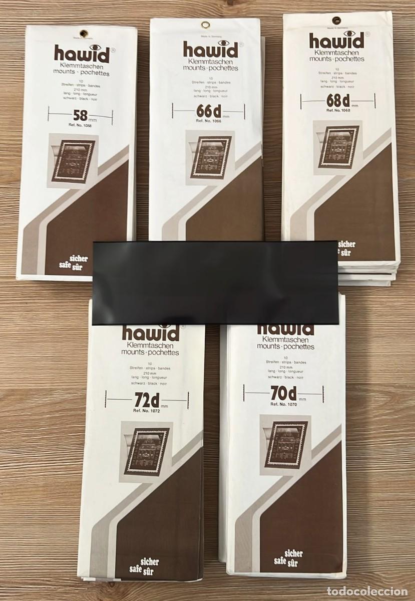 Sellos: Hawid, Filoestuches Protectores Fondo Negro, 49 paquetes, distintas medidas [+1,7 Kg.]