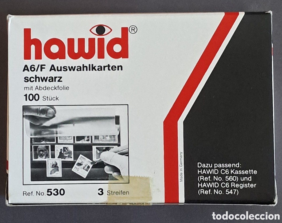 Sellos: Caja con 100 fichas hawid con protector