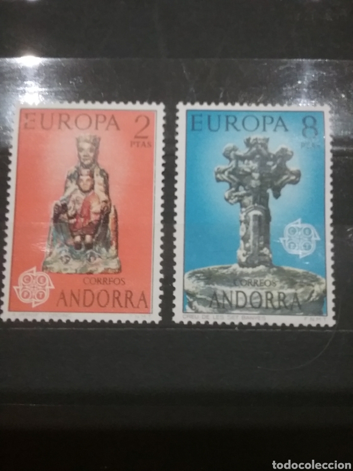 Timbres: Sellos de P. Andorra (espa&ntilde;ola) nuevos/1974/europa/CEPT/virgen/arte/escultura/cruz/7/brazos/religion