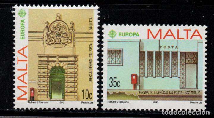 Sellos: MALTA 810/11** - A&Ntilde;O 1990 - EUROPA - EDIFICIOS POSTALES - Foto 1