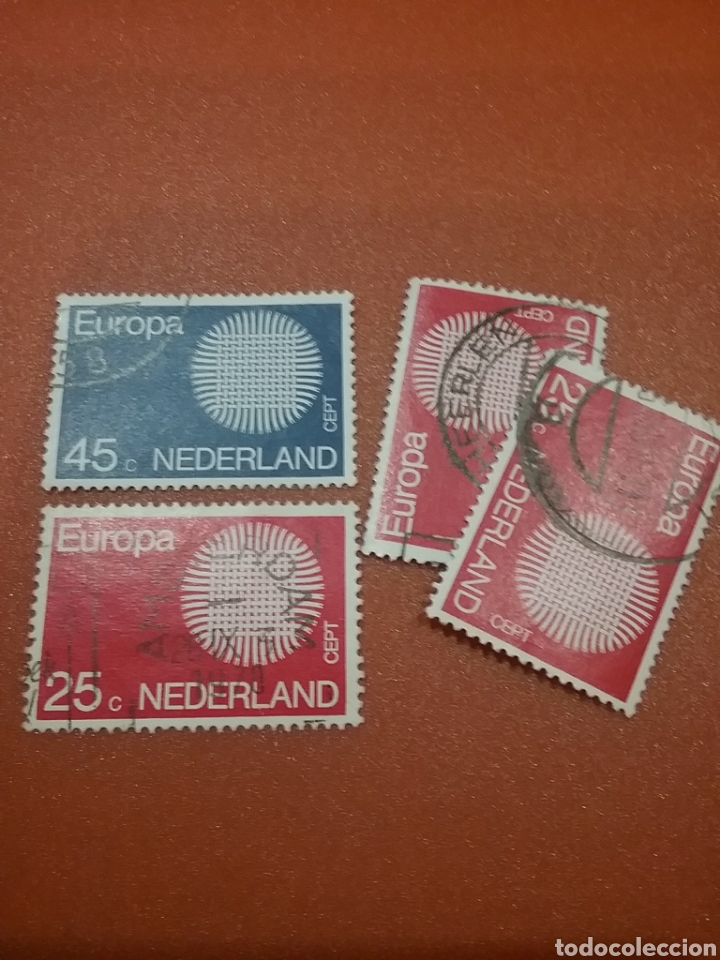 Timbres: Sellos Holanda (P. Bajos) mtdos/1970/europa/CEPT/sol/flameante/dise&ntilde;o/comun/servicios/union/postal