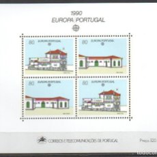 Sellos: PORTUGAL, EUROPA 1990, IVERT HOJA BLOQUE Nº 72, OFICINAS DE CORREOS, NUEVO ***