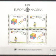 Sellos: MADEIRA IVERT HOJA BLOQUE Nº 10, EUROPA 1989, JUEGOS DE NIÑOS, NUEVO***