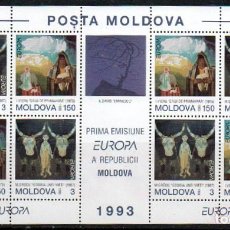 Sellos: MOLDAVIA IVERT HOJA BLOQUE Nº 5, EUROPA 1993, ARTE MODERNO, NUEVO***