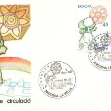 Sellos: ANDORRA EDIFIL 191/2, EUROPA 1986, PROTECCIÓN DE LA VIDA MARINA, PRIMER DIA DE 5-5-1986