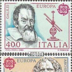 Sellos: ITALIA 1983 IVERT 1574/5 *** EUROPA - GRANDES OBRAS DE LA HUMANIDAD - GALILEO Y ARQUÍMEDES