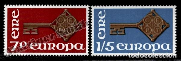Sellos: Irlanda Tema Europa Cept. 1968 Yv. 203/04, Llave dise&ntilde;o por Hans Schwarzenbach