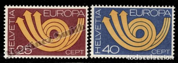 Sellos: Suiza Tema Europa Cept. 1973 Yv. 924/25, Flechas dise&ntilde;o por Leif Frimann Anisdahl