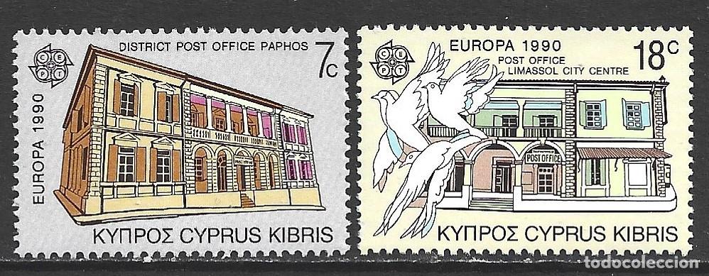 Sellos: CHIPRE 746/47** - A&Ntilde;O 1990 - EUROPA - EDIFICIOS POSTALES - Foto 1