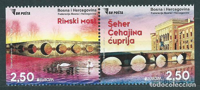 Selos: Tema Europa 2018 Bosnia Herceg Bosna de Carnet Yvert 787a/8a ** Mnh Puentes