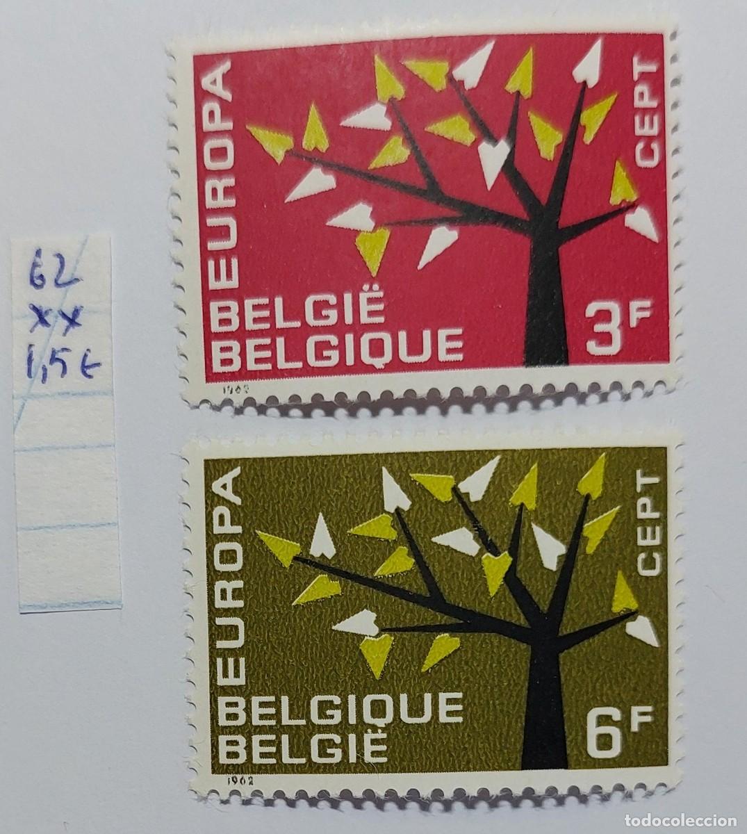 Sellos: B&eacute;lgica 1962 Europa CEPT, &aacute;rbol joven estilizado con 19 hojas, s&iacute;mbolo de la unidad europea, ** MNH