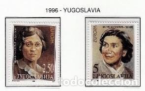 Sellos: YUGOSLAVIA 1996 - TEMA EUROPA - MUJERES CELEBRES - 2 SELLOS