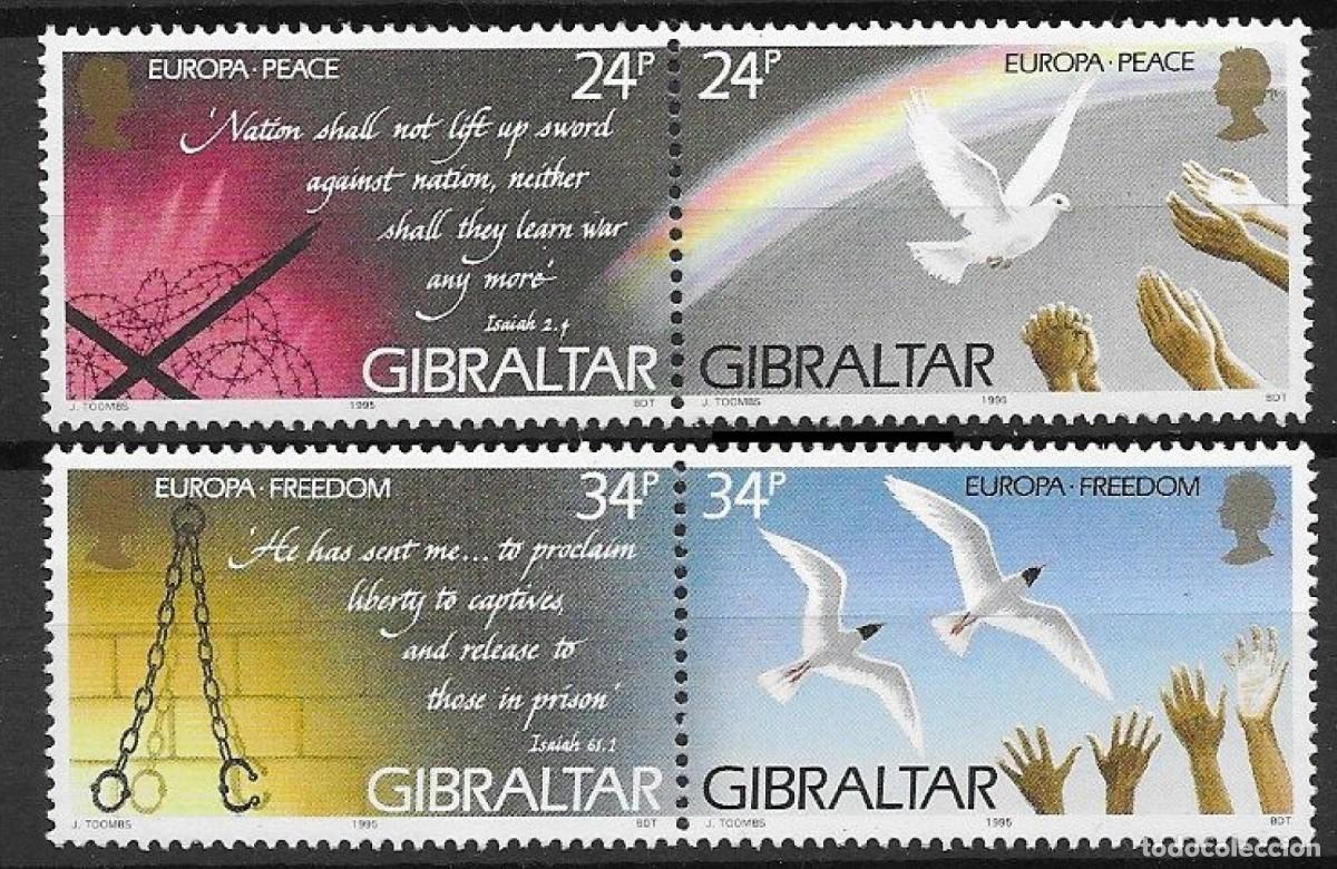 Sellos: GIBRALTAR 1995 - TEMA EUROPA - PAZ Y LIBERTAD - 2 SELLOS