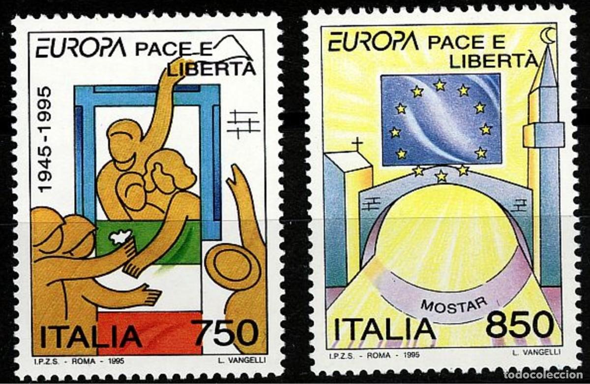 Sellos: ITALIA 1995 - TEMA EUROPA - PAZ Y LIBERTAD - 2 SELLOS
