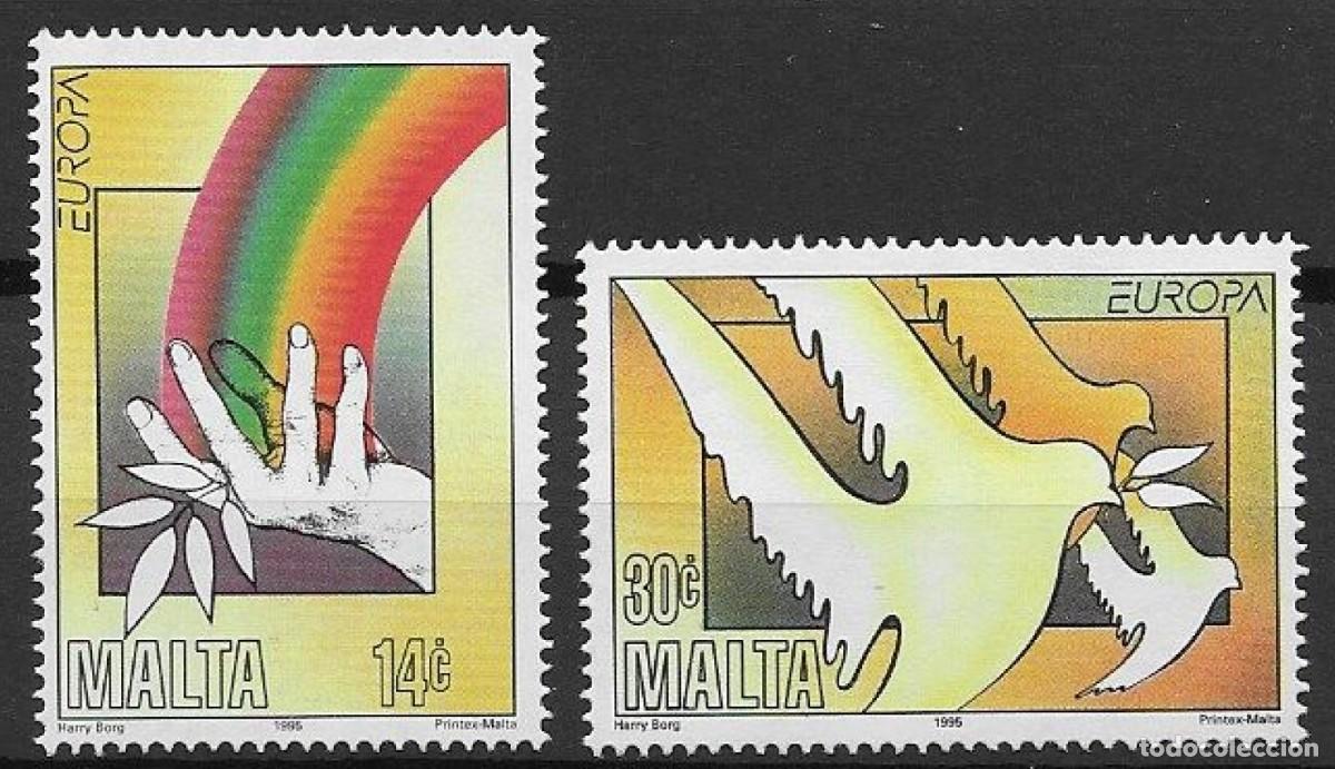 Sellos: MALTA 1995 - TEMA EUROPA - PAZ Y LIBERTAD - 2 SELLOS