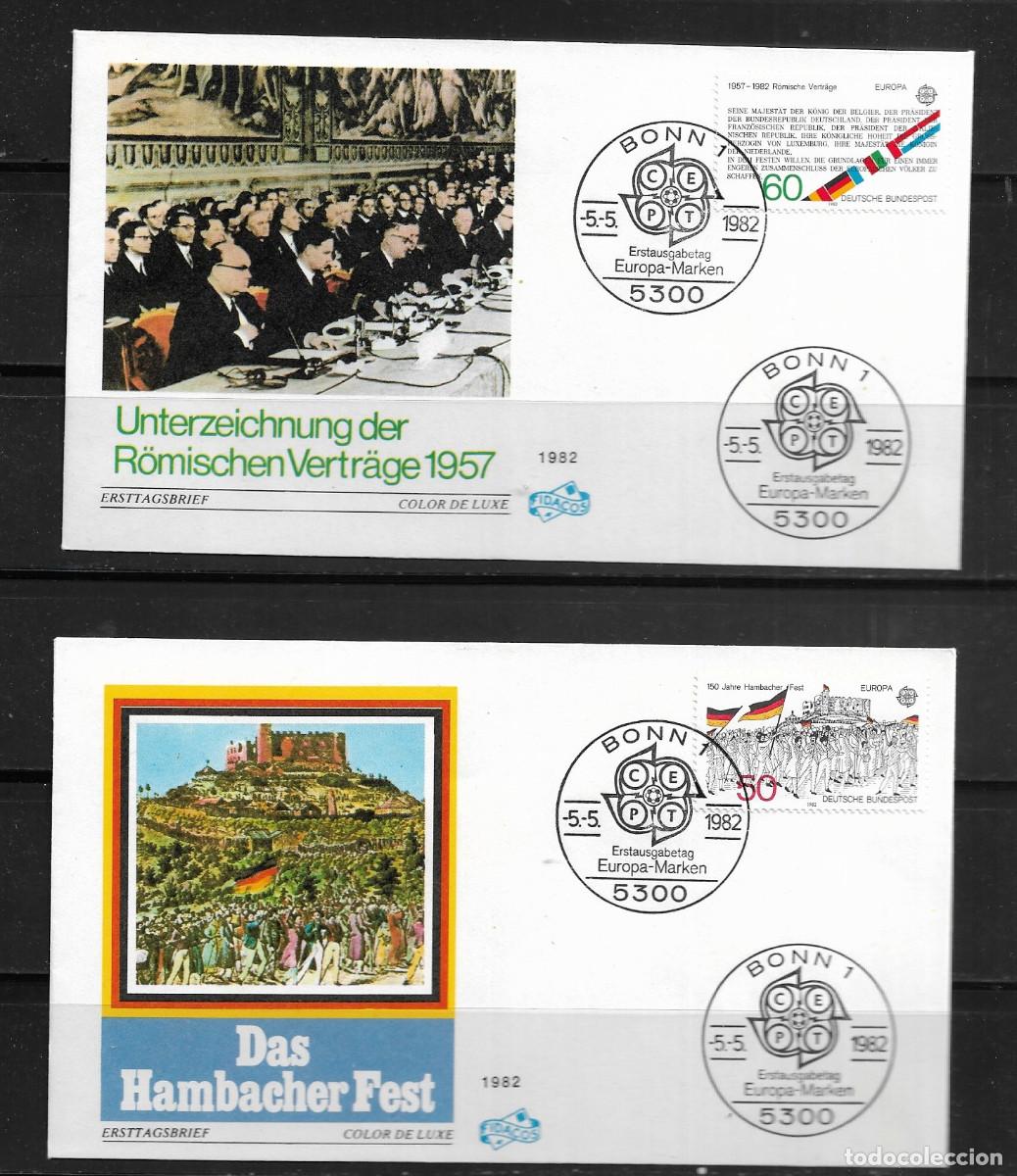 Sellos: EUROPA CEPT 1982, ALEMANIA, SOBRES PRIMER D&Iacute;A FDC.