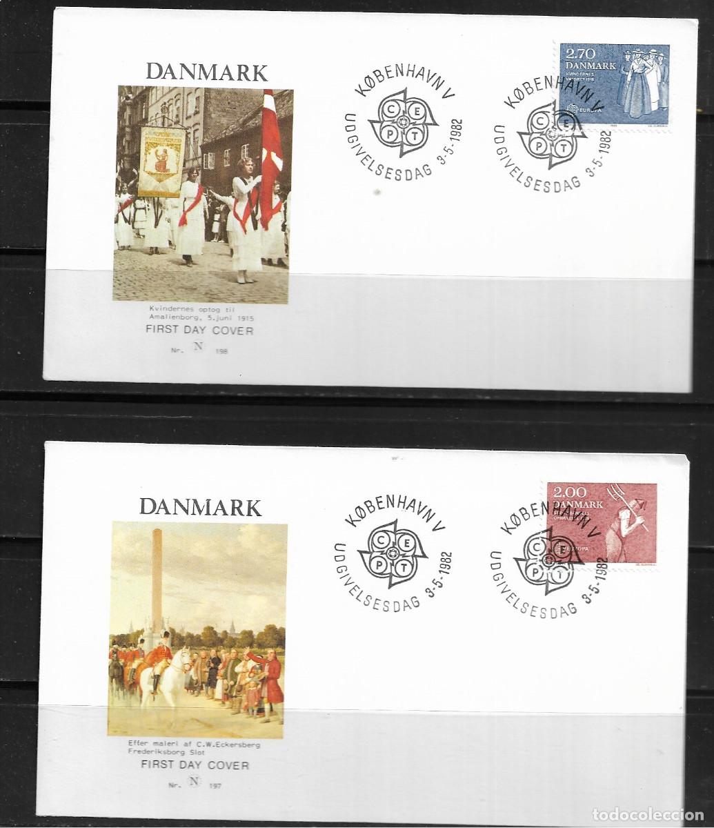 Sellos: EUROPA CEPT 1982, DINAMARCA SOBRES PRIMER D&Iacute;A FDC.