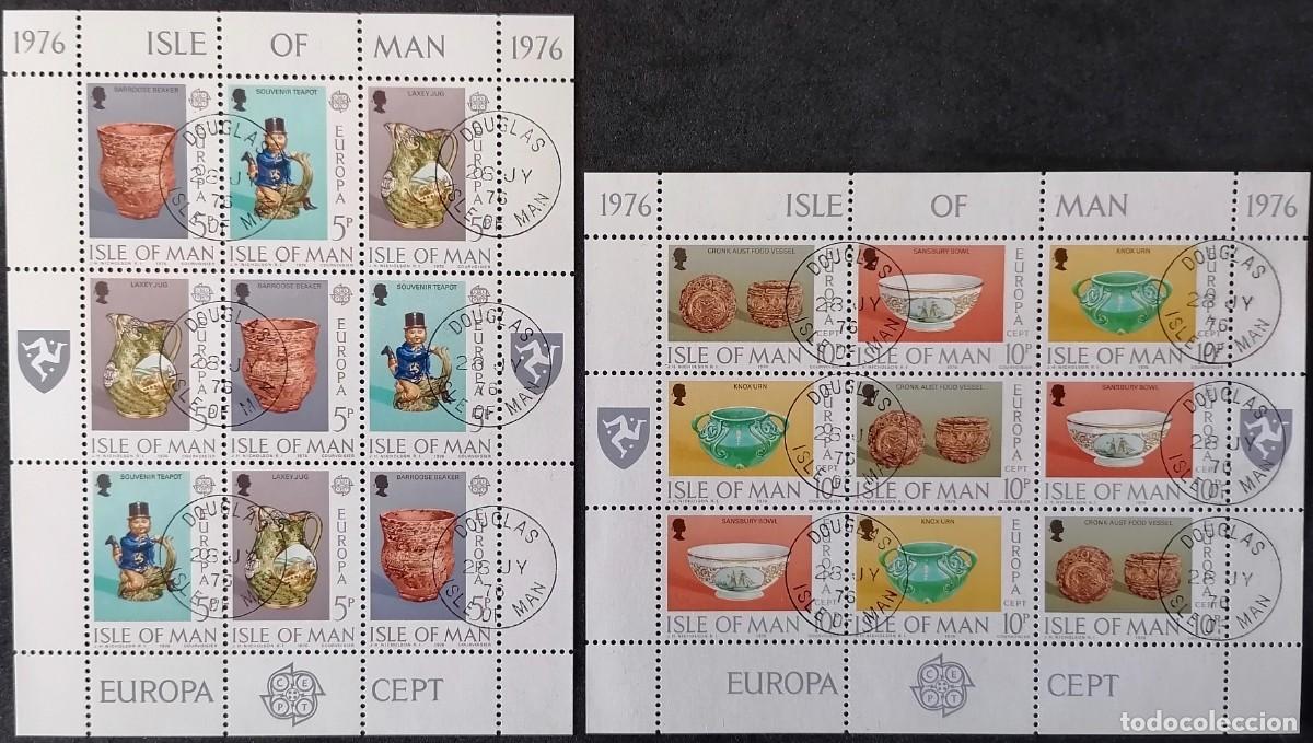 Sellos: ISLA DE MAN 1976 -2 HB ISLA EUROPA / ARTESANIA .