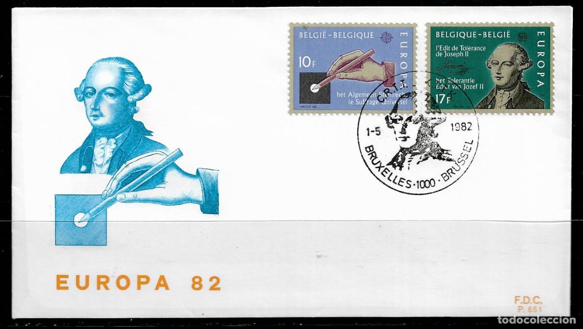 Sellos: B&Eacute;LGICA 1982, SOBRE PRIMER D&Iacute;A EUROPA CEPT - FDC.