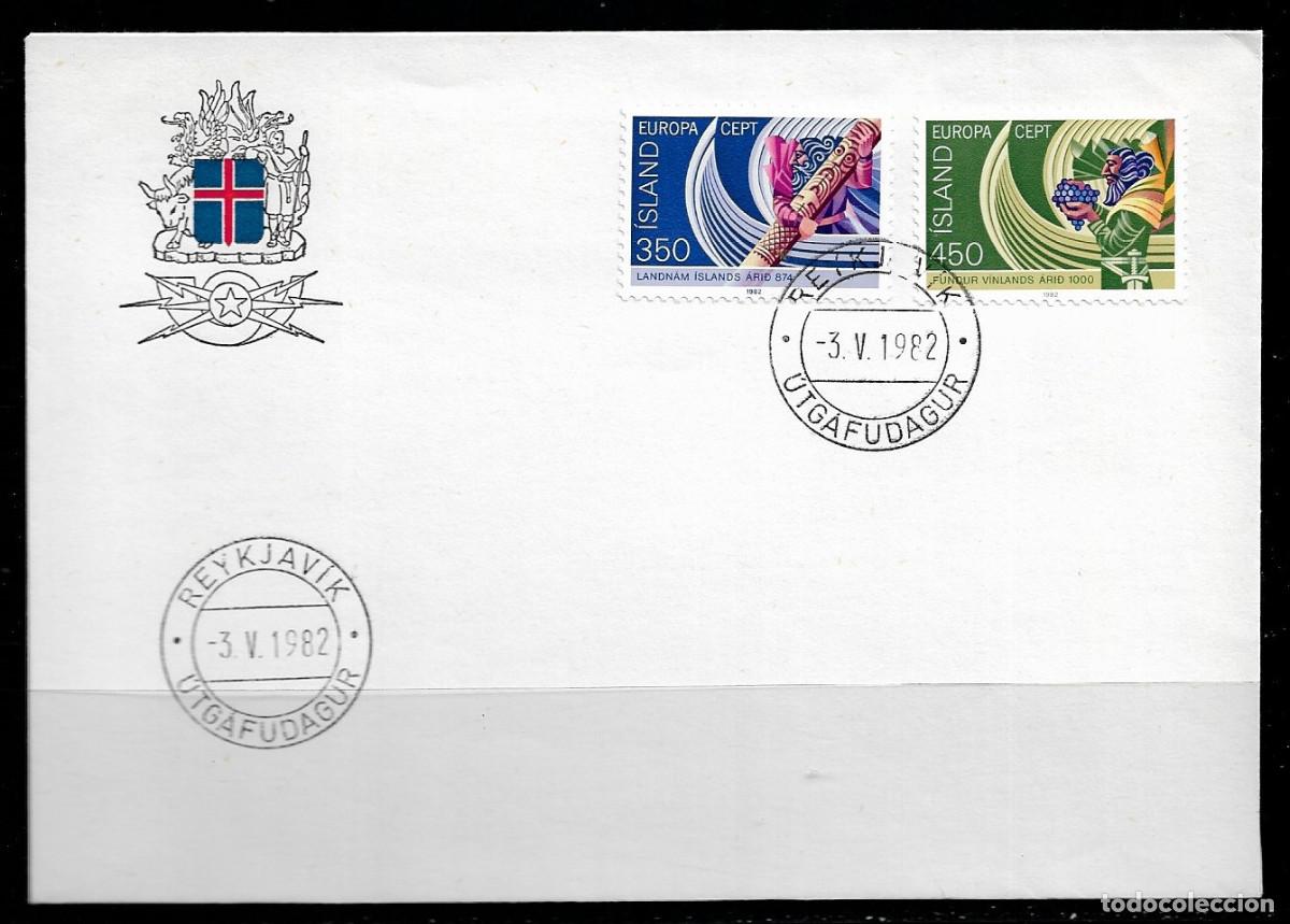 Sellos: ISLANDIA 1982, SOBRE PRIMER D&Iacute;A EUROPA CEPT - FDC.