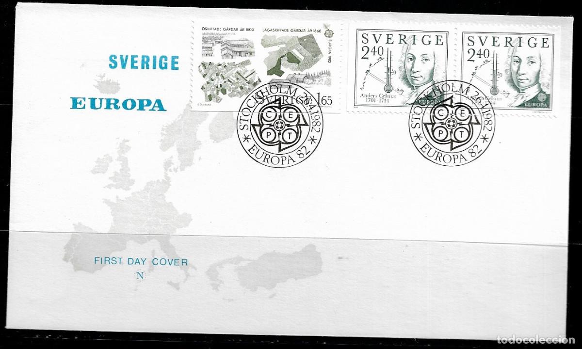 Sellos: SUECIA 1982, SOBRE PRIMER D&Iacute;A EUROPA CEPT - FDC.