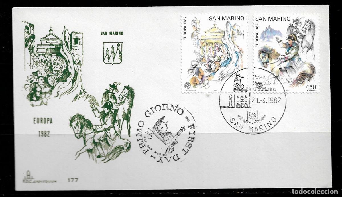 Sellos: SAN MARINO 1982, SOBRE PRIMER D&Iacute;A EUROPA CEPT - FDC.